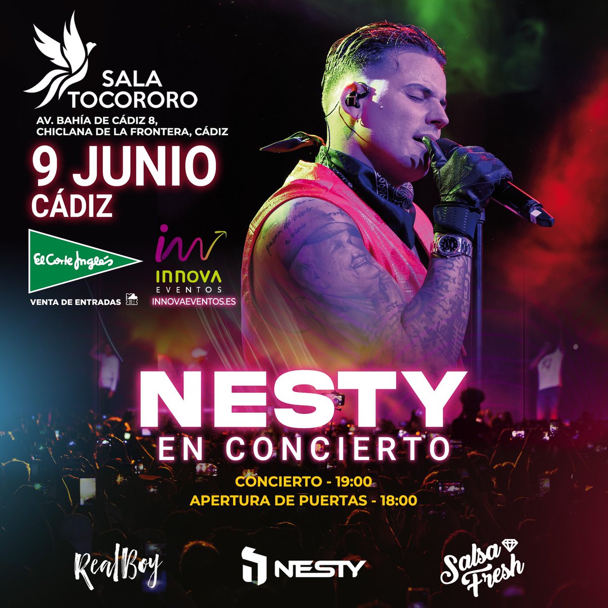 innovaeventossp's tweet photo. 💦 💦💦 Hoy Domingo la #salsafresh se canta y se baila en #Cadiz en el #concierto de #Nesty 🤩🤩🤩
🎫 Últimas entradas ➡️ https://t.co/mH9Z8eDWu8
🕛 Apertura puertas 18:00 h. / Inicio concierto 19:00 h.
📍 #SalaTocororo: Av. Bahía de Cádiz 8, Chiclana de la Frontera, Cádiz https://t.co/SDEnNvvfCD