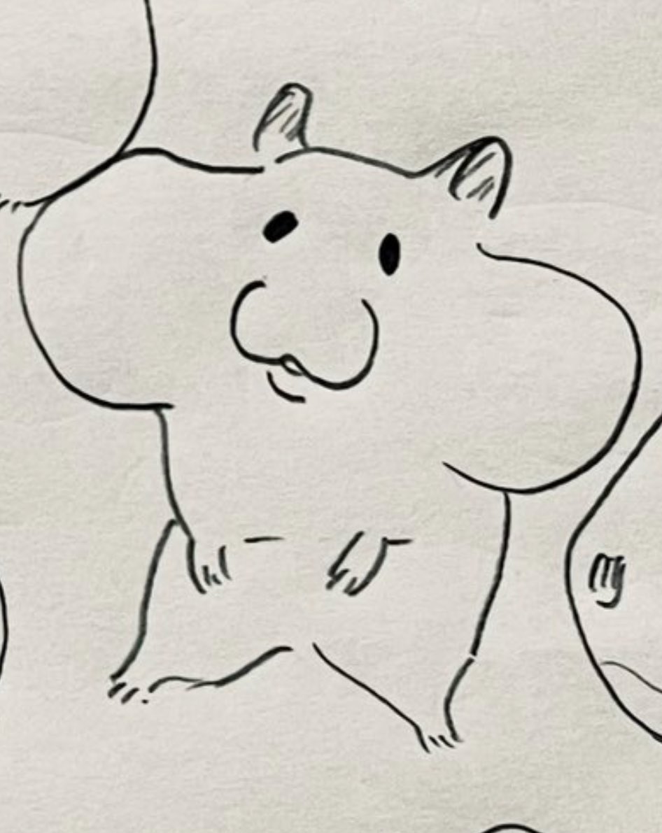私の絵にパースもへったくれもないんですが、それでもパースをはちゃめちゃ狂わせてるなって思うハムスターはいます