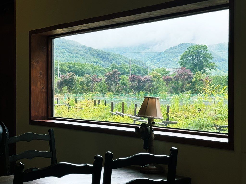 무주 카페는 무조건 여기다 다들 너무 좋다고 덕유산 가는길에 윌로우파크커피 분위기 미쳤다 비오니까 더 좋더라 피자 맛집 이라던데,,, 동네 산책 하는데 너무 좋았어