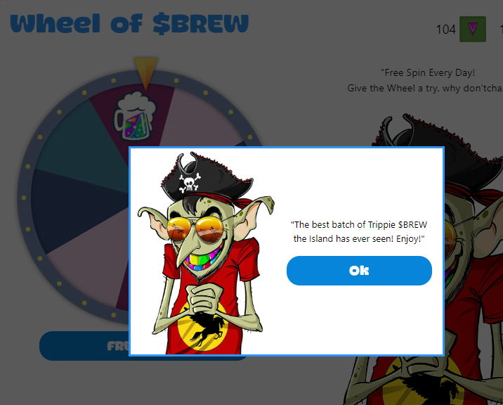 CryptoCaro's tweet photo. @trippies @solana Woohoo! Got some $BREW on the 2nd spin... TY! https://t.co/WEjoYgyQvn