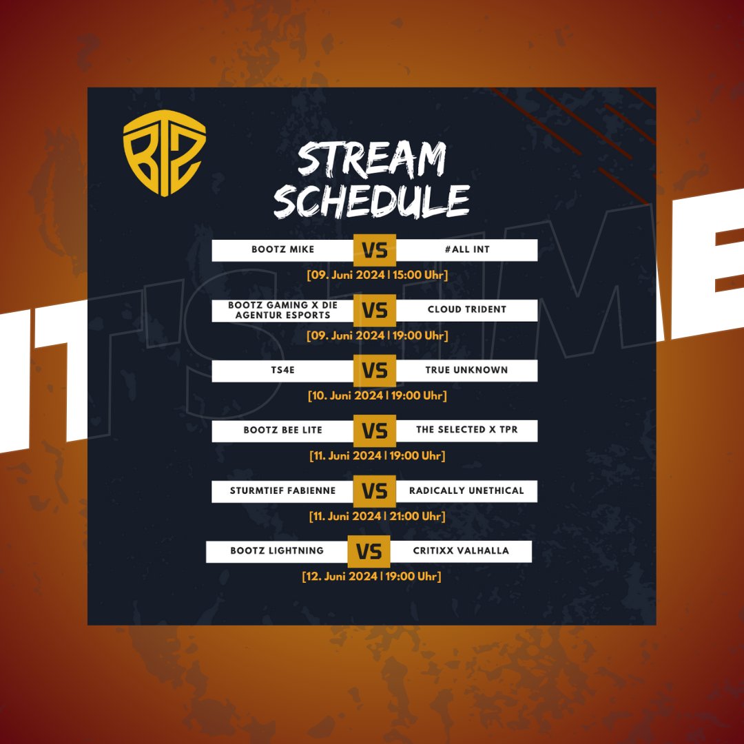 bootzgaming_gg's tweet photo. [𝐒𝐭𝐫𝐞𝐚𝐦𝐩𝐥𝐚𝐧]

Ihr braucht Unterhaltung für die nächsten Abende?

Keine Sorge wir haben euch mit den ersten Spieltagen unserer Teams!

#btzwin https://t.co/4wqIbUg6V7