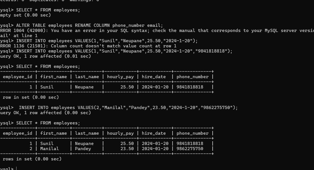 codetrixnp's tweet image. FIRST DAY OF LEARNING SQL