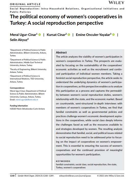 Kürşat Çınar (@s_kursatcinar) on Twitter photo 📌Our article with <a href="/MeralUgurCinar/">Meral Uğur Çınar/ Meral Ugur-Cinar</a>, Emine Öncüler-Yayalar & Selin Akyüz has been published in print edition <a href="/GenderWorkOrg/">Gender, Work & Organization</a>. We analyze different aspects of women's participation to women's cooperatives via a feminist, social reproduction perspective. onlinelibrary.wiley.com/doi/epdf/10.11… 📌Our article with <a href="/MeralUgurCinar/">Meral Uğur Çınar/ Meral Ugur-Cinar</a>, Emine Öncüler-Yayalar & Selin Akyüz has been published in print edition <a href="/GenderWorkOrg/">Gender, Work & Organization</a>. We analyze different aspects of women's participation to women's cooperatives via a feminist, social reproduction perspective. onlinelibrary.wiley.com/doi/epdf/10.11…