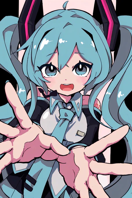 #初音ミク #イラスト 初音ミクのぱぁ(謎ポーズ)