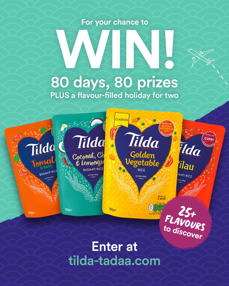 Ready to add some flavour to your day? 🌶️ TILDA's 80 Days of Prizes is here, and you could be our next lucky winner! Enter now at tilda-tadaa.com your chance to win amazing prizes every day. It's easy – don’t wait, join the fun today! 🙌🥳 #TildaTadaa #TildaRice