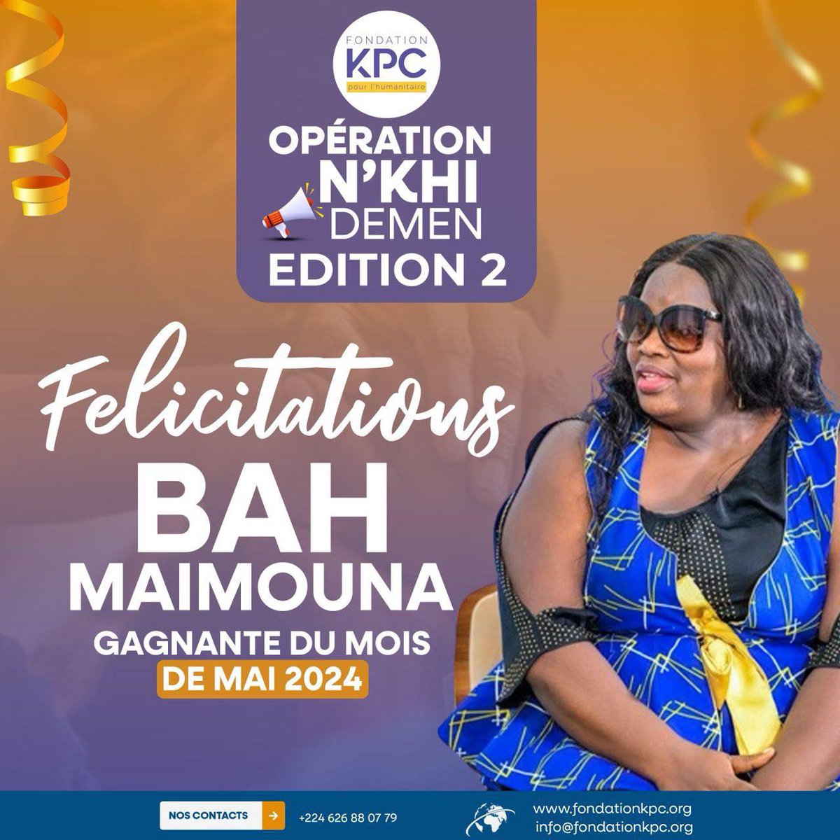 kpc_fondation's tweet photo. 🚨𝗚𝗔𝗚𝗡𝗔𝗡𝗧𝗘 𝗢𝗣É𝗥𝗔𝗧𝗜𝗢𝗡 𝗡𝗞𝗛𝗜 𝗗𝗘𝗠𝗘𝗡 É𝗗𝗜𝗧𝗜𝗢𝗡 𝟮🚨

Nous avons l'immense plaisir d'annoncer la gagnante du concours Nkhi Demen : 𝐌𝐚𝐝𝐚𝐦𝐞 𝐁𝐚𝐡 𝐌𝐚ï𝐦𝐨𝐮𝐧𝐚! 

Bravo, 𝐌𝐚𝐝𝐚𝐦𝐞 𝐁𝐚𝐡 !

#FKPC #NKHIDEMEN #Edition2 https://t.co/YwSEDk9sTz