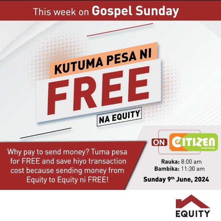 Guys <a href="/254chari/">Charity</a> <a href="/vin/">🌊</a> Sending money has never been so simple as it is with <a href="/KeEquityBank/">Equity Bank Kenya</a>, as sending money from Equity  to Equity is free. Kabla ya kuorder bidhaa online uliza Uko na Account ya Equity?" and save hio pesa ya kutuma #KutumaNiFREENaEquity #SavewithEquity.