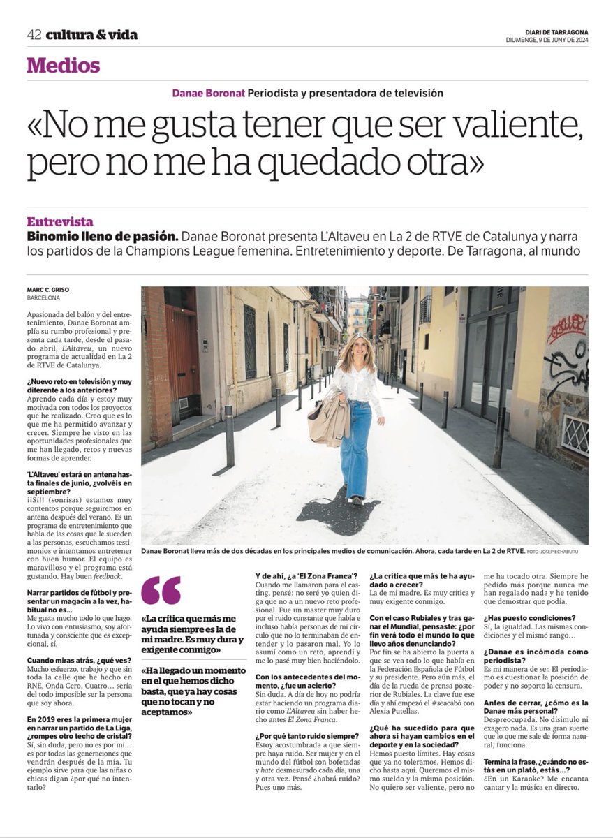 Millones de gracias <a href="/danaeboronat/">Danae Boronat</a> por tu tiempo y cariño. Los mejores deseos de 🩵. Mucho más que una valiente. Referente. Entrevista hoy en <a href="/diaridtarragona/">Diari de Tarragona</a>