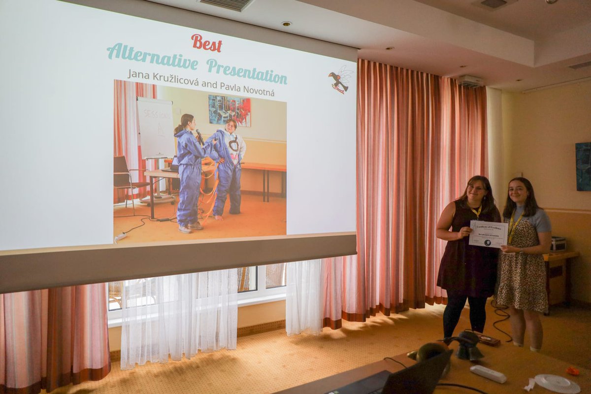 empseb31's tweet photo. And the best alternative place #EMPSEB29 goes to Jana Kružlicová and Pavla Novotná.

They wrote, designed, directed and acted a small play describing their PhD studies.

What an unforgettable way of showing your work @EMPSEB29 

Congrats🥳 https://t.co/9lljv60Ked