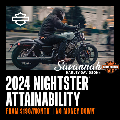 Check out the 2024 Nightster Attainability at @SavannahHarleyDavidson for as little as $190 a month with no money down. Visit Savannah Harley-Davidson for terms and conditions. #ad