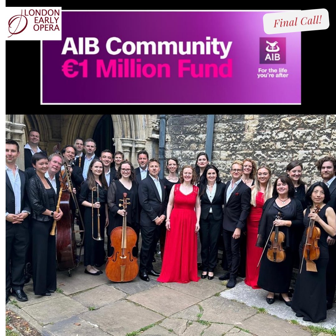 Final call! lnkd.in/gzAWvWQs
Please vote for us for the <a href="/AIBIreland/">AIB</a> community fund.
The London Early Opera Company Ltd
8 Digit Charity Registration Number: 1143989
Charity Location: Great Britain
Supporting: Education and Opportunities. Make music matter! 🎶