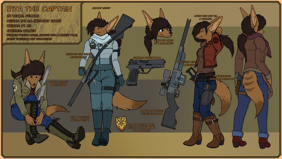 New Ref Sheet for Rita!🦊If you participate in Art Fight, here's a link to her page for more info! artfight.net/character/4870… #artfight #anthro #furry