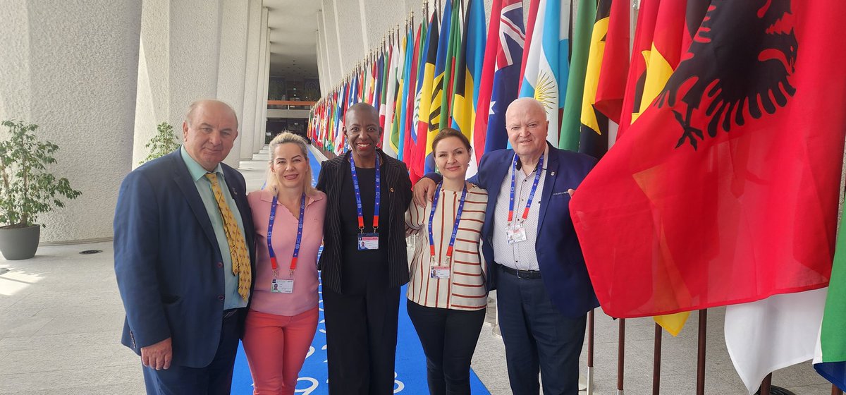 Rrjeti1's tweet photo. Albania 🇦🇱 and Brasil 🇧🇷Delegation at 112 ILC Session! 
#ilc2024 
@ILC_2024 https://t.co/kC96b5kCY8