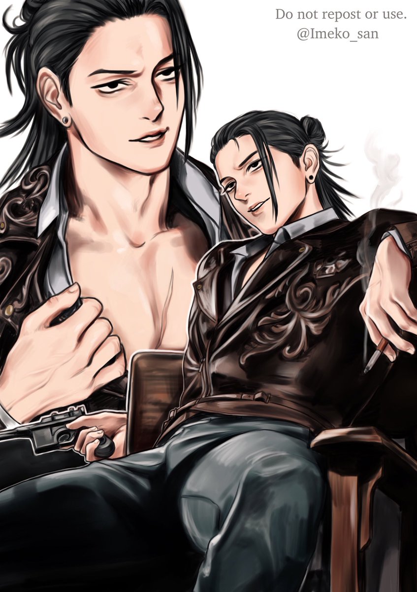 Imeko_san's tweet photo. characters JJK in RE AU https://t.co/nMBhWiKeJn