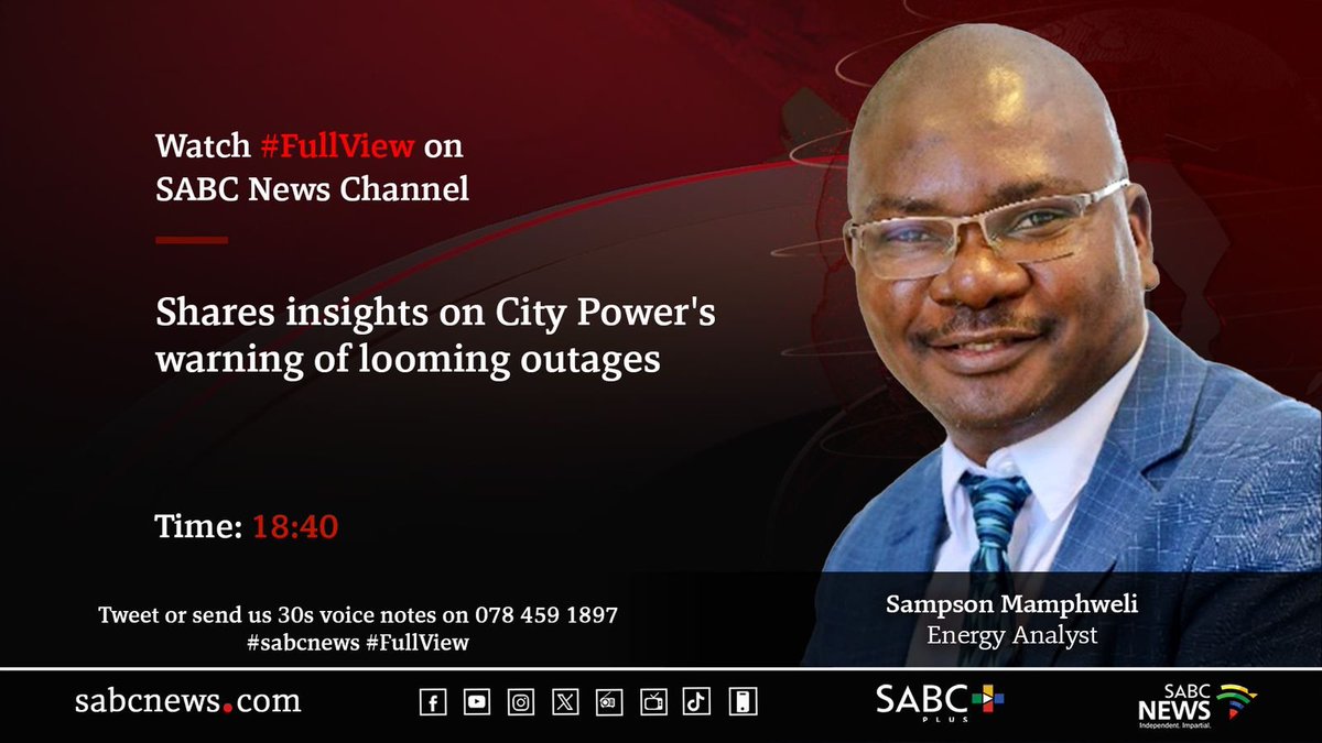 [COMING UP] On #FullView Sampson Mamphweli shares insights on City Power's warning of looming outages #SABCNews.