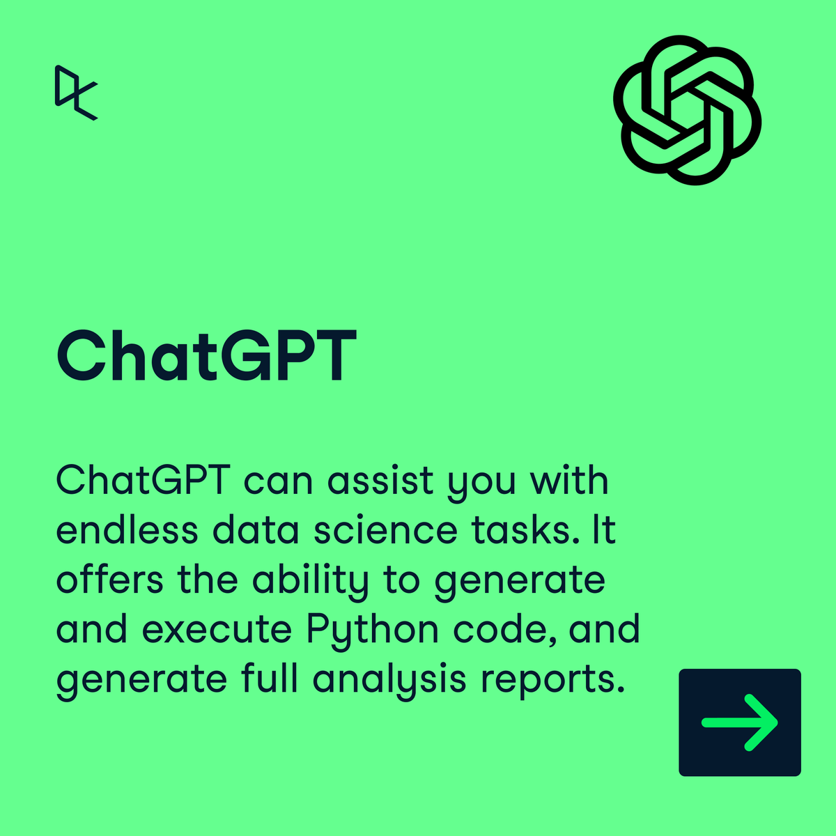 DataCamp's tweet image. 🔍 The top 10 data science tools for 2024! 

From Python 🐍 libraries like pandas 🐼 and Scikit-learn to AI-powered tools like ChatGPT, they are accessible, user-friendly, and offer robust capabilities for data analysis and ML.

Get the full list 👉 ow.ly/gju050Sbwj2