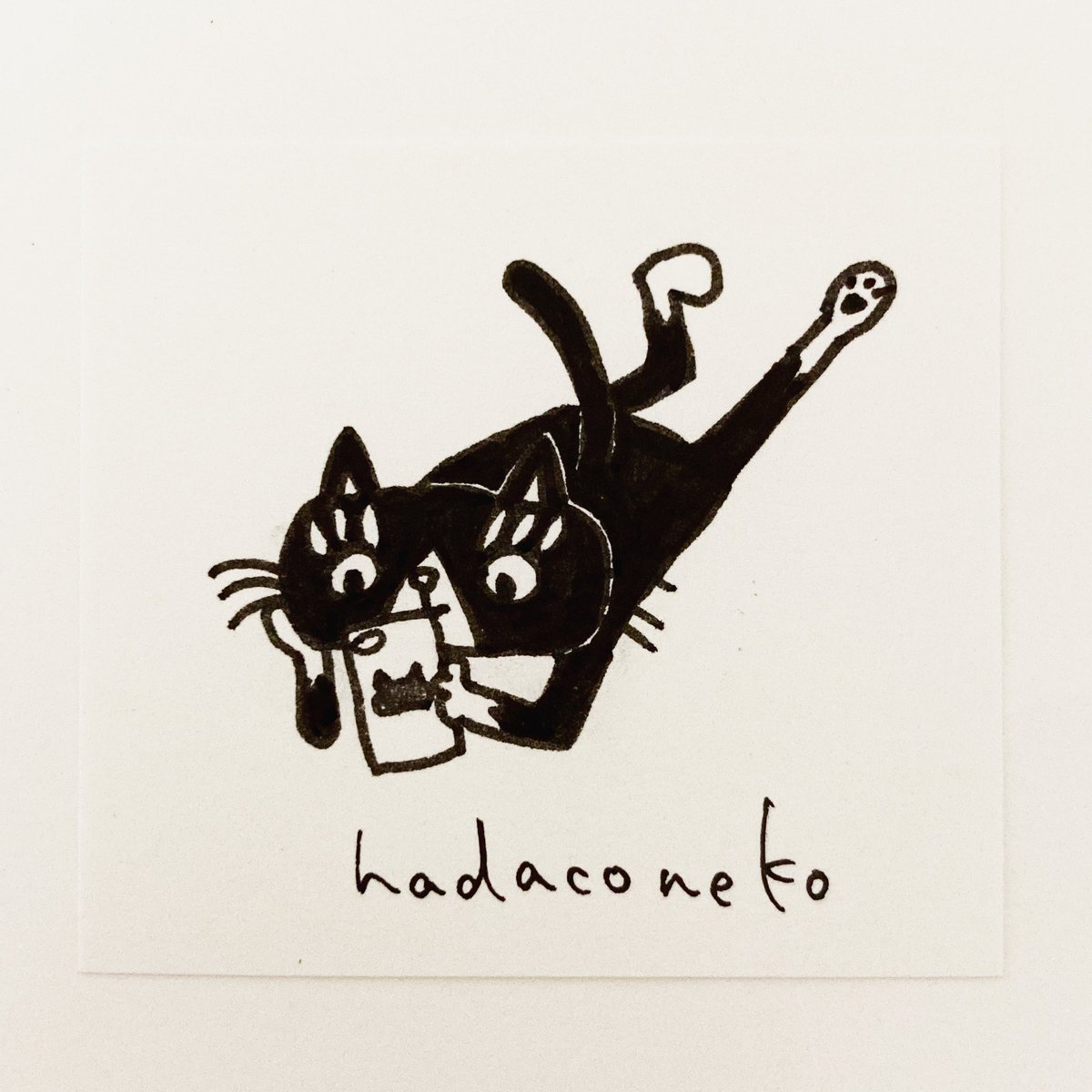 今日のイラストはコレ(*´ｪ`*) 『スマホを見ながらダラダラしてる猫