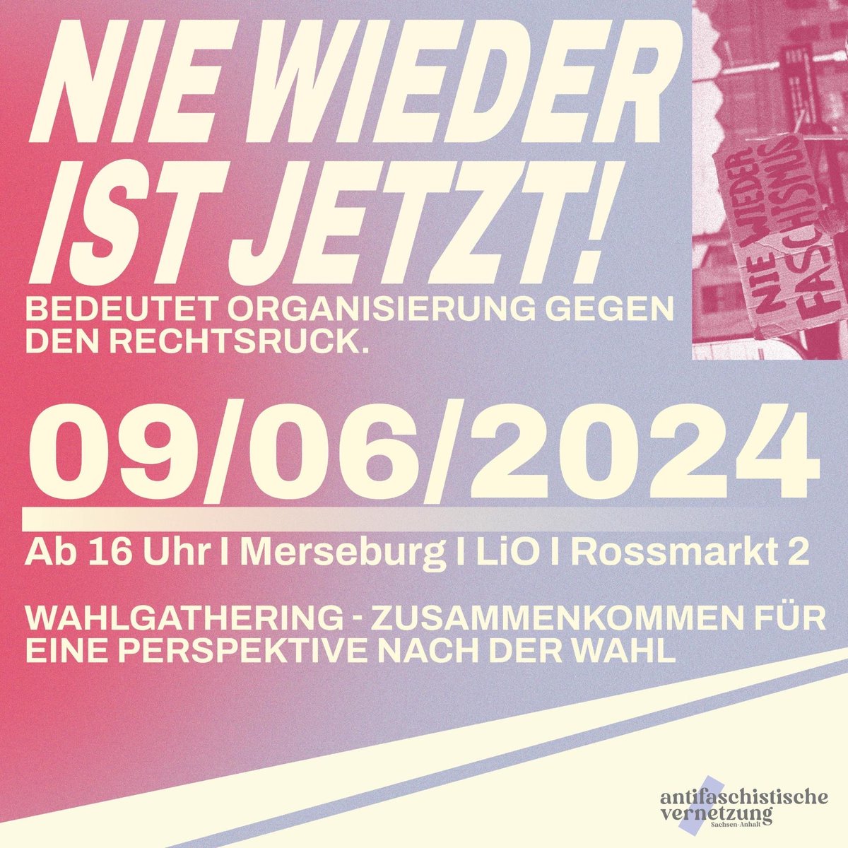 wuw217's tweet photo. Damit ihr das Wahlspektakel nicht alleine ertragen müsst: Kommt zu unserm netten Wahlgathering!
Ab 16 Uhr im LiO #Merseburg https://t.co/LE67SzotNW