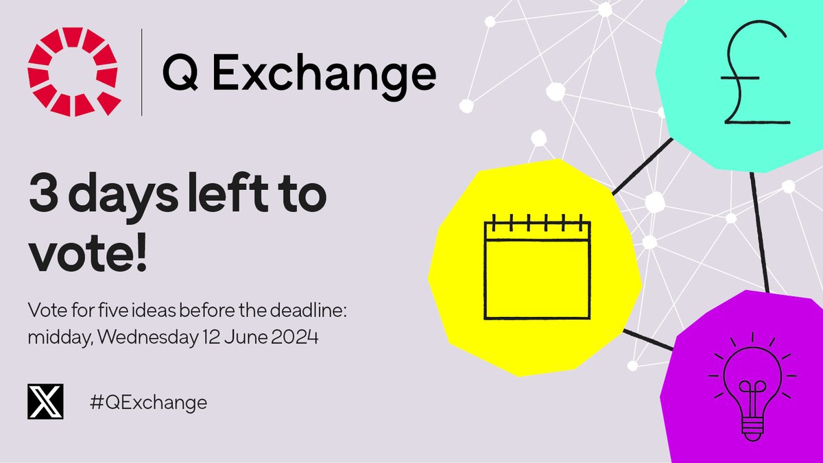 Only 3 days left to vote in #QExchange! ⏰

Don't miss out on the chance to have your say on which projects receive funding, #QCommunity. 

Submit your vote by midday, Wednesday 12 June: brnw.ch/21wKAqs