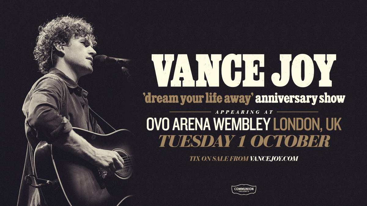 OVO Arena Wembley (@ovoarena) on Twitter photo 🎸 <a href="/vancejoy/">Vance Joy</a> will be joined by special guests <a href="/HollowCoves/">Hollow Coves</a> when he brings the 'dream your life away' anniversary show to <a href="/OVOArena/">OVO Arena Wembley</a> Wembley.
🎟️ Grab your tickets here ⬇️
bit.ly/vance-joy
🟢 Premium Experiences: ovoarenawembley.seatunique.com/music-tickets/… 🎸 <a href="/vancejoy/">Vance Joy</a> will be joined by special guests <a href="/HollowCoves/">Hollow Coves</a> when he brings the 'dream your life away' anniversary show to <a href="/OVOArena/">OVO Arena Wembley</a> Wembley.
🎟️ Grab your tickets here ⬇️
bit.ly/vance-joy
🟢 Premium Experiences: ovoarenawembley.seatunique.com/music-tickets/…