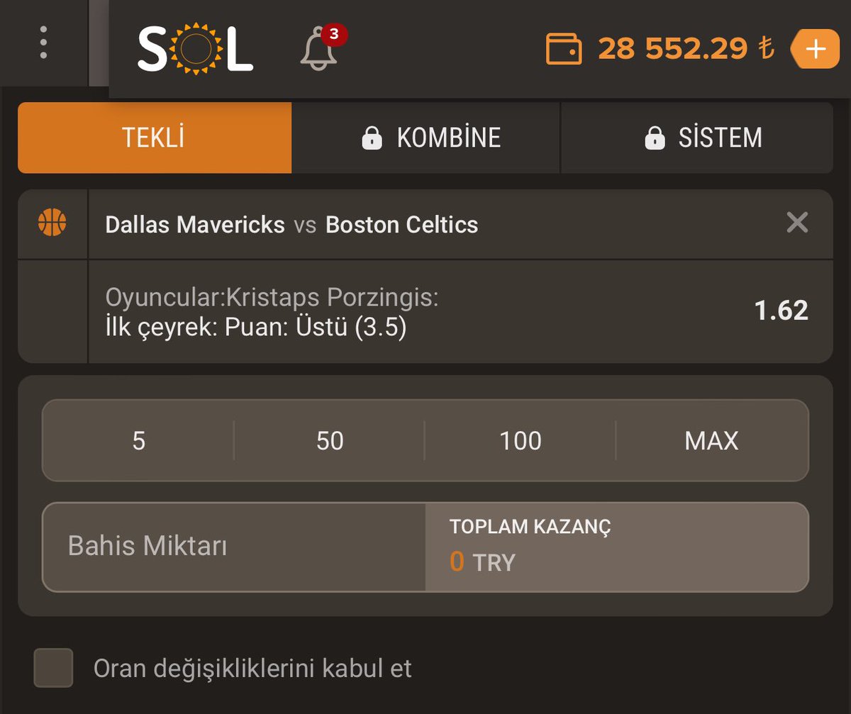 bi_gambler's tweet image. %100 NAKİT İADE #NBA #Finals 
Porzingis İlk Çeyrek 3.5 SAYI ÜST 1.62

Kaybetmesi halinde 500₺’ye kadar %100 NAKİT İADE @bi_gambler ‘Dan Detaylar Yorumlarda ⬇️

Kazanırsa 3 Takipçime 🎁 (RT+FAV+YORUM)

Analiz ℹ️ 

Porzingis ilk maçta sakatlıktan ne kadar sağlam döndüğünü…