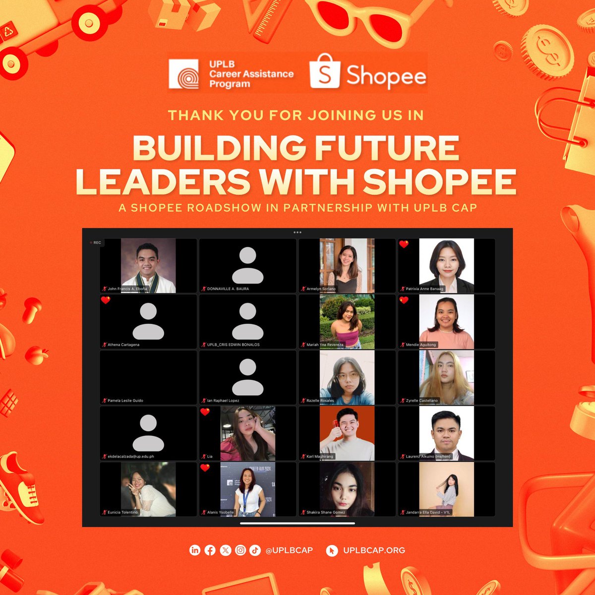 uplbcap's tweet photo. A huge thanks to all the attendees of Shopeeโs Online Roadshow in partnership with UPLB CAP! ๐ซก
We hope you learned opportunities in the quest to become the futureโs new leaders! ๐
#ShopeePH
#FutureOperationsLeadersProgram
#UPLBCAPxShopee
#ExperienceUPLBCAP https://t.co/PGpnx3Fqcm