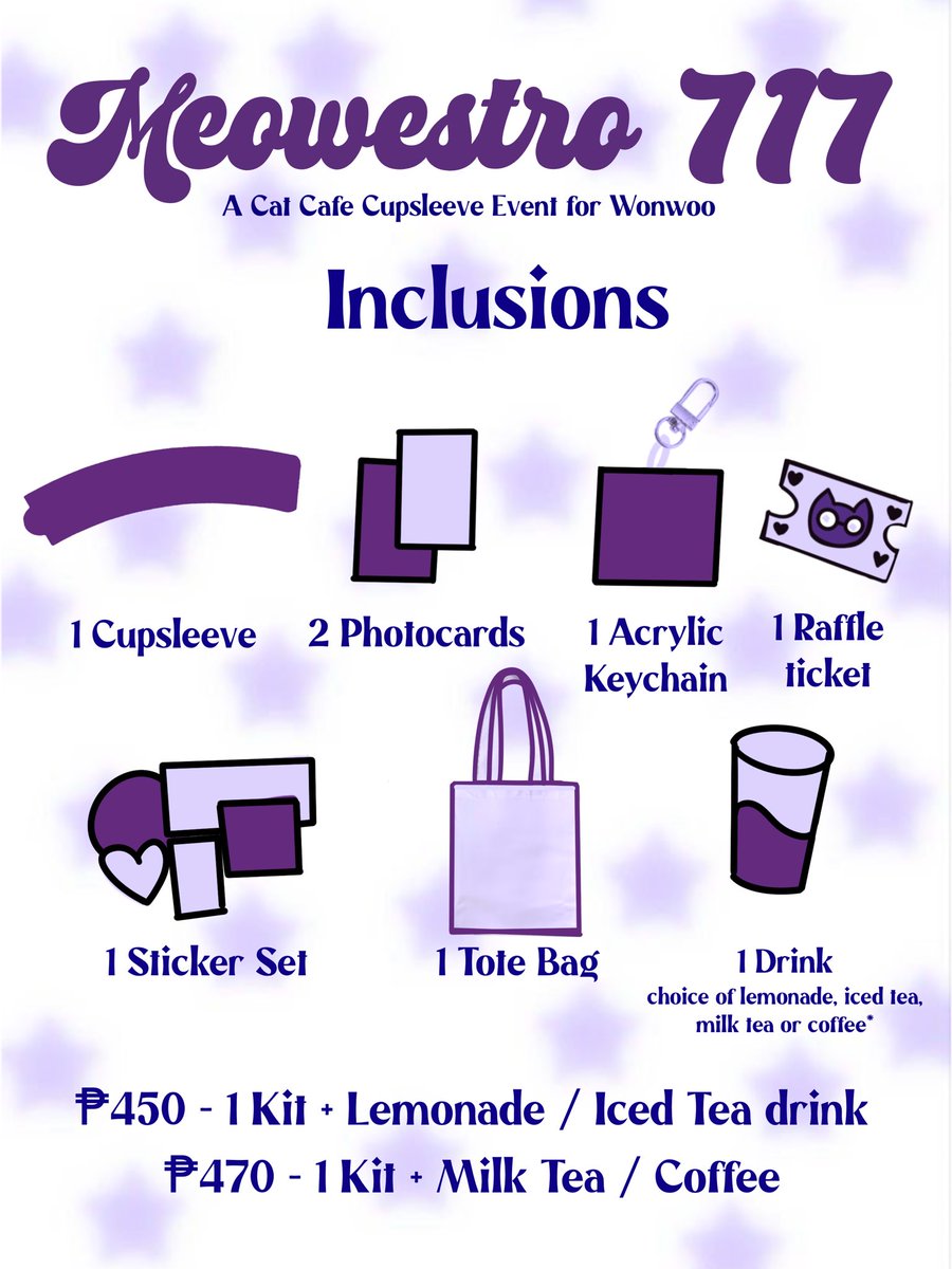 Meowestro717's tweet image. Meowestro 717: A Cat Cafe Cupsleeve Event for Jeon Wonwoo’s Birthday

July 21, 2024 | 1 PM - 3 PM
Tabby Town Cat Cafe, Taguig
₱450 - ₱470 inclusive of kit &amp;amp; drink

Registration period: June 4 - July 1, 2024

Register here: bit.ly/3VbeUFa

See you there! #Meowestro717
