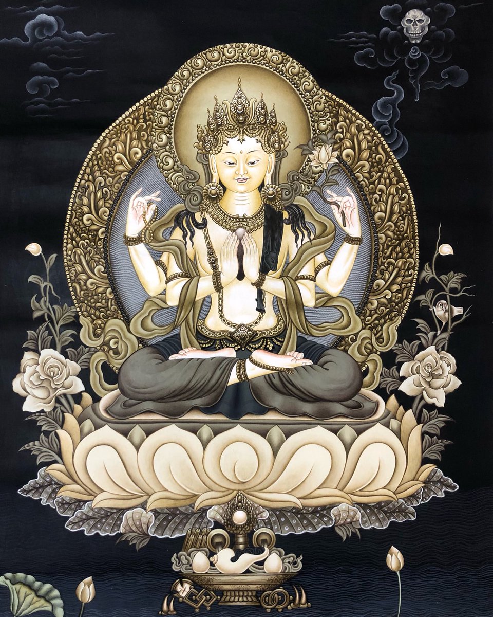 lama_thanka's tweet photo. Chenrezig, "One who looks with unwavering eye," is the most revered of all Bodhisattva, embodying the compassion of all Buddhas. https://t.co/TfotxVCAQ6