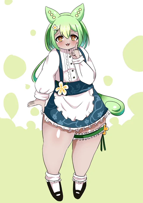 例のモチモチ足メイドずんだもんを描いてみた 