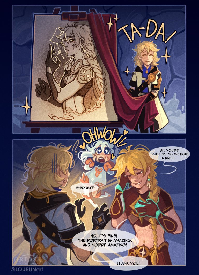 Once upon a time on Dragonspine~ ❄️

#GenshinImpact #Aether #Albedo #Paimon #fanart