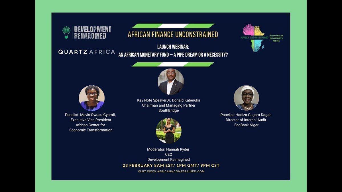 DevReimagined's tweet photo. Is an African Monetary Fund a dream or a necessity? Discover insights from our webinar. Watch now: https://t.co/6hcM0c0v24
#AfricanFinance #MonetaryFund #DevelopmentFinance https://t.co/tGbzid0oMb https://t.co/D2UOFQHSMc