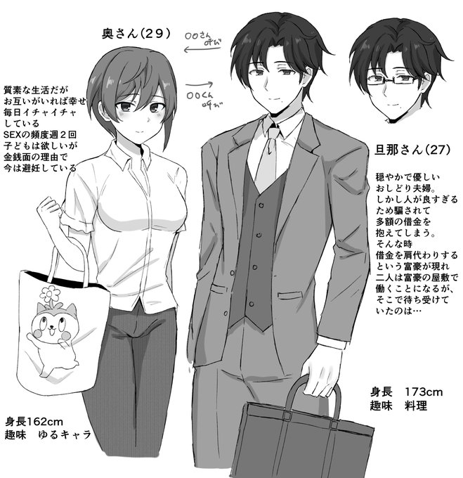 借金抱えた夫婦が富豪(ワシ)に買われて羞恥つがいじめショーやらされる話描きたい 