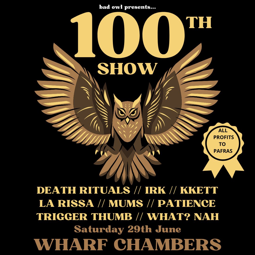 BadOwlPresents's tweet photo. *HUGE COMPETITION ANNOUNCEMENT*

Grab an advance ticket for our 100th Show at @WharfChambersCC &amp; you’ll be entered into a draw where you can win free entry to EVERY Bad Owl show between July 2024 &amp; June 2025, including StrangeForms Festival.

Ticket link: https://t.co/WoAYzaRN6y https://t.co/JnLexVK2eO