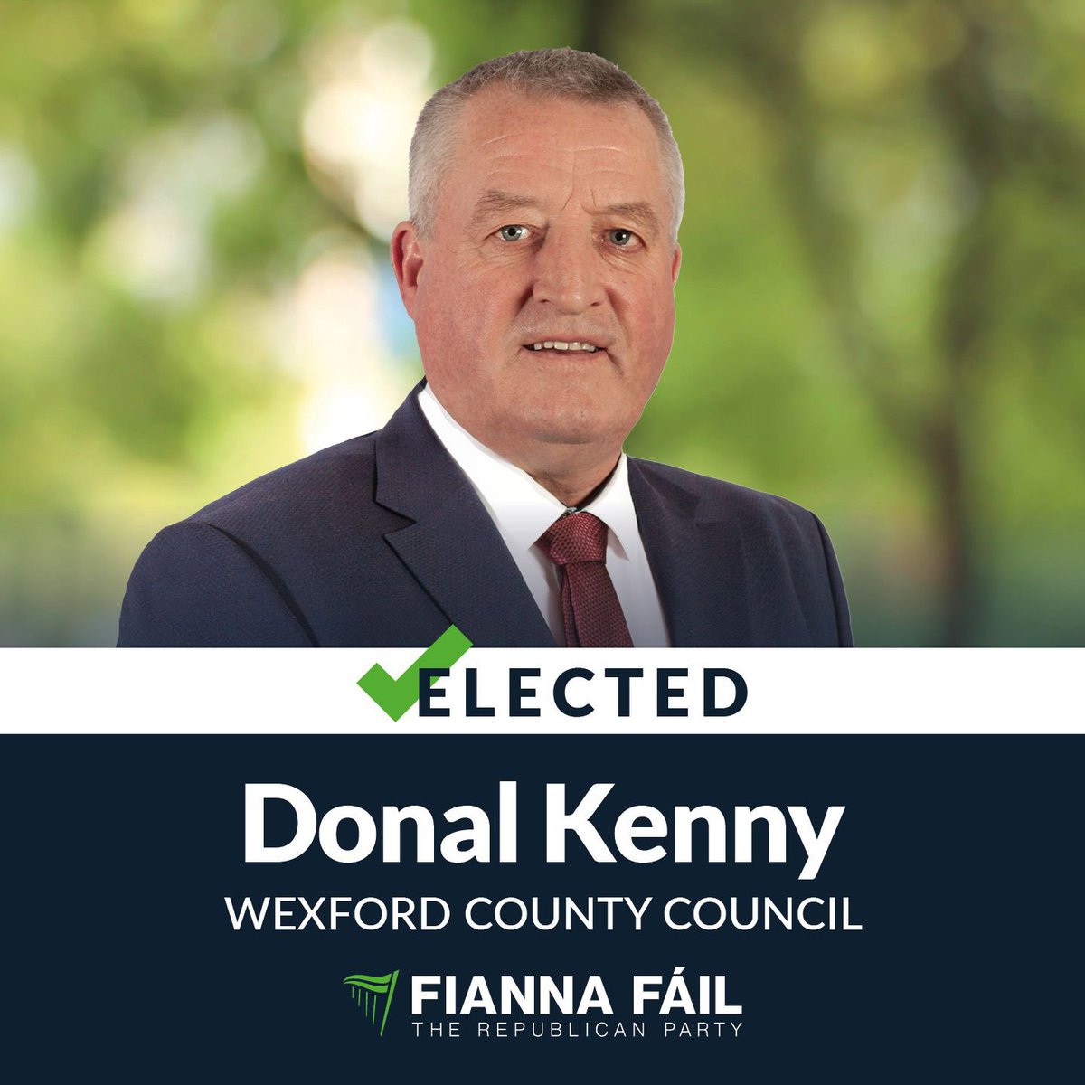 fiannafailparty's tweet photo. Congratulations to Donal Kenny, elected to Wexford County Council. https://t.co/ncTna48Kqv