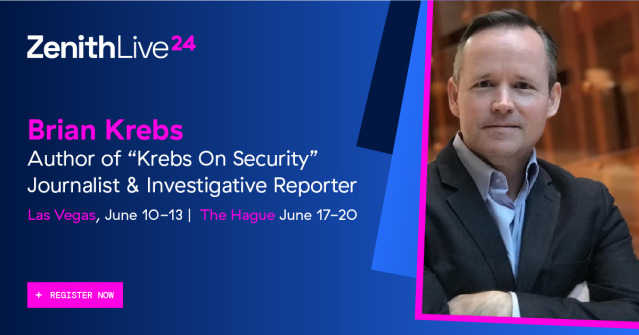 mjs_sch's tweet photo. Join award-winning investigative reporter Brian Krebs, author of Krebs on Security, at Zenith Live '24 to get his unique insights on for-profit cybercrime and the evolving threat landscape. Don't miss it! Register now: ​https://t.co/NpLpkqsYme #ZL2024 https://t.co/pjjXtpmW3O https://t.co/8WJ0X1cDlD