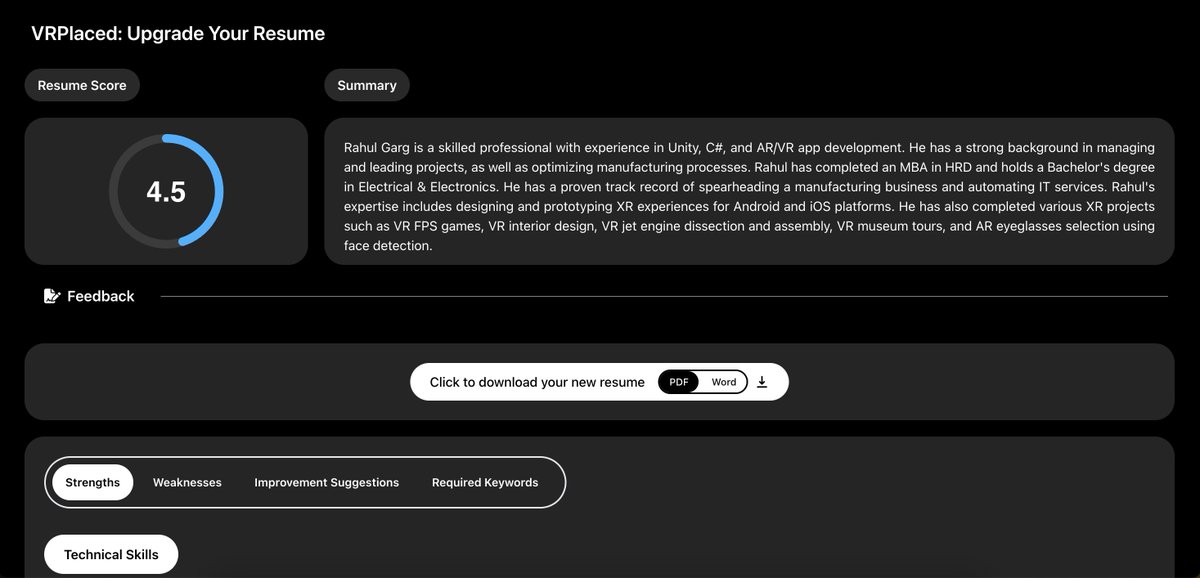 mythyaverse's tweet photo. 🔍✨ Discover Your Resume’s True Potential with #VRPlaced! ✨🔍
Ever wondered how your resume stacks up against the job description? Our FREE Resume Analyzing Tool is here to help! 🎉
#UpgradeYourResume at https://t.co/od7tdfYMIN and step confidently into your future! https://t.co/QHvrqK3MTM