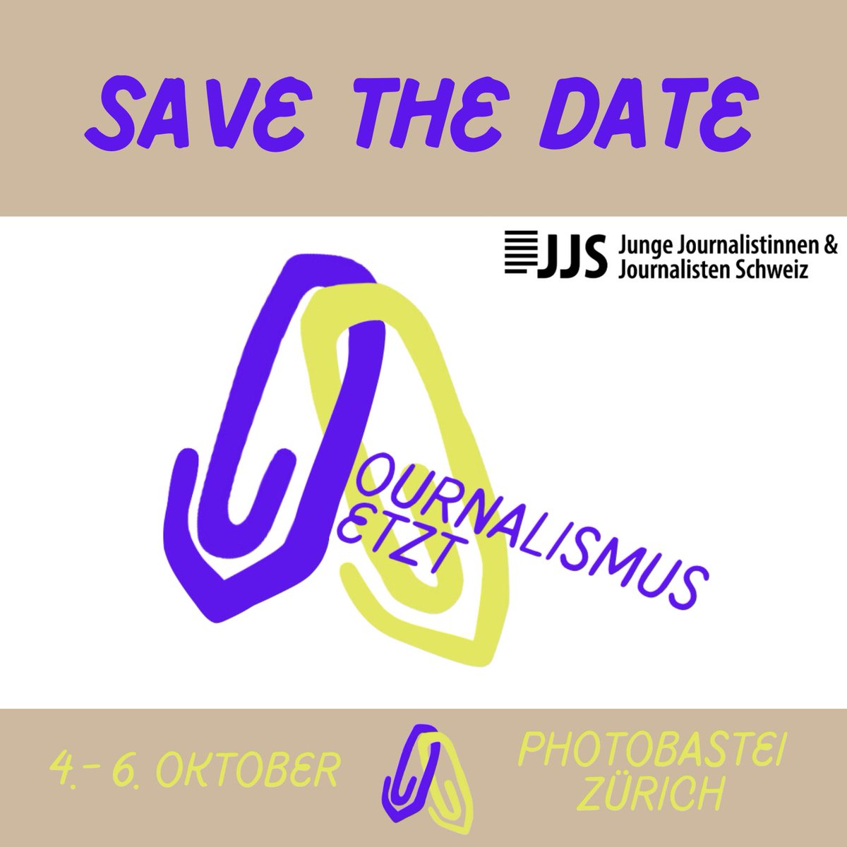 Journalismus Jetzt (@jj24_ch) on Twitter photo Was wäre ein Jahr ohne «Journalismus Jetzt»? Wir behaupten: kein gutes. Vom 4. bis 6. Oktober 2024 erwarten dich Workshops, Redaktionsbesuche, ein Podium, gutes Essen und die Chance, neue Kontakte zu knüpfen. Dick im Kalender eintragen! 💜 jjs.ch/journalismus-j… Was wäre ein Jahr ohne «Journalismus Jetzt»? Wir behaupten: kein gutes. Vom 4. bis 6. Oktober 2024 erwarten dich Workshops, Redaktionsbesuche, ein Podium, gutes Essen und die Chance, neue Kontakte zu knüpfen. Dick im Kalender eintragen! 💜 jjs.ch/journalismus-j…