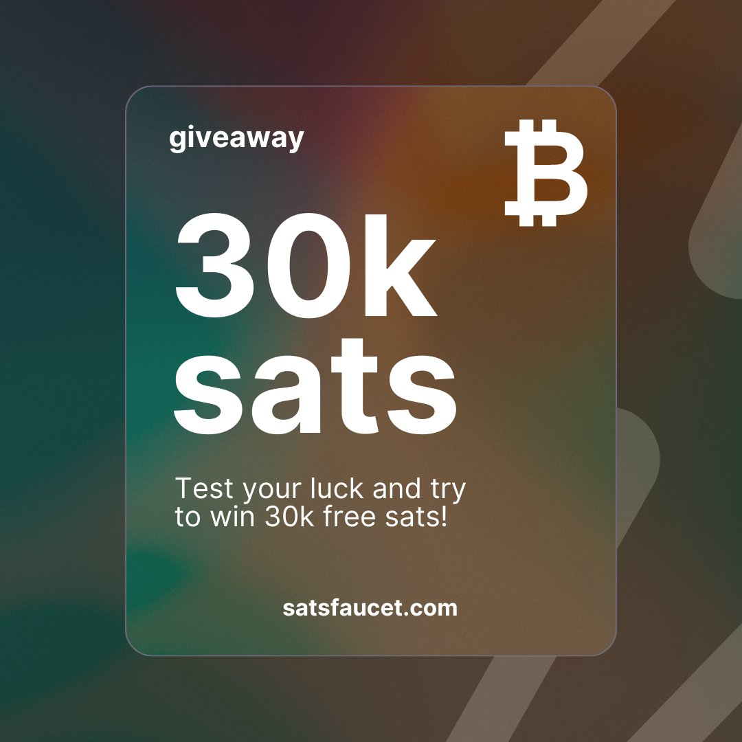 satsfaucet's tweet image. 30k Sats Giveaway 🎁🎉

Let’s test your luck and try to win 30k sats!

👉 Follow @satsfaucet &amp;amp; @stackersvipclub
👉 Like &amp;amp; Retweet
👉 Tag friends

⏱️ Ends June 17th at 12pm UTC

#SatsFaucet #Giveaway #BitcoinGiveaway #StackSats #EarnSats #EarnBitcoin #FreeBitcoin