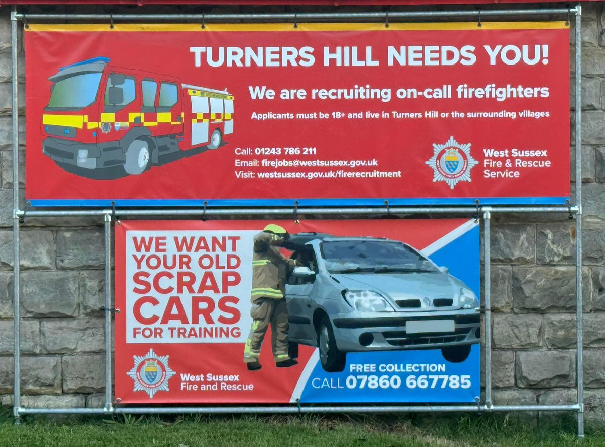 A new installation at the station.
We are always looking for dedicated individuals to join our team.
We are also always looking for vehicles for us to train with.
All the info is on the banners now hanging proudly at the front of our station.