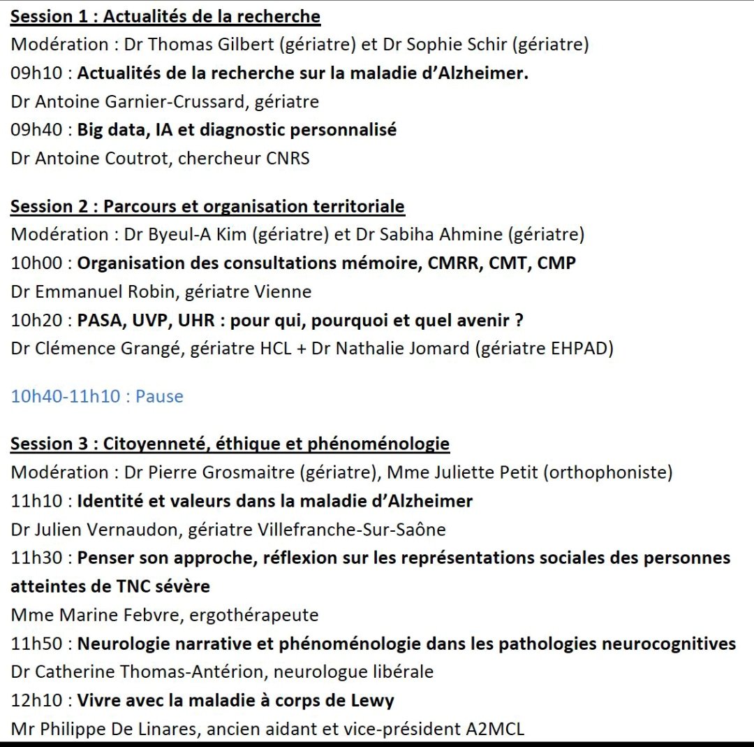 Antoine Garnier-Crussard (@garniercrussard) on Twitter photo 🚨 Journée annuelle de l'institut du vieillissement <a href="/IVie_HCL/">Institut du vieillissement</a> des <a href="/CHUdeLyon/">HCL - Hospices Civils de Lyon</a>
📆 Mardi 25/06/24
📌 Thématique : pathologies neurocognitives 🧠
Programme passionnant en perspective, voici pour le matin ! Restez connectés -e-s pour la suite prochainement ! 🚨 Journée annuelle de l'institut du vieillissement <a href="/IVie_HCL/">Institut du vieillissement</a> des <a href="/CHUdeLyon/">HCL - Hospices Civils de Lyon</a>
📆 Mardi 25/06/24
📌 Thématique : pathologies neurocognitives 🧠
Programme passionnant en perspective, voici pour le matin ! Restez connectés -e-s pour la suite prochainement !