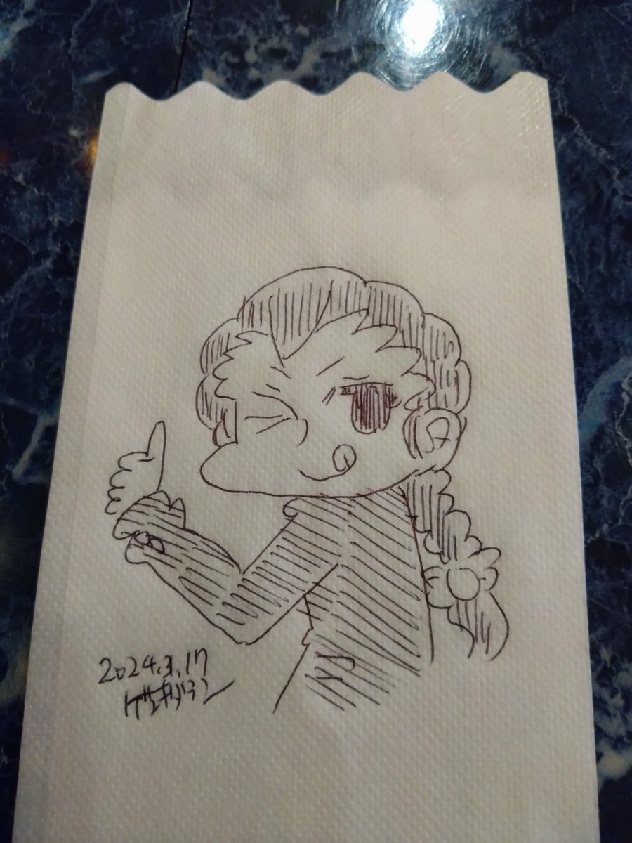 @Karakita_610 ドルフィンではナプキンに描きました 