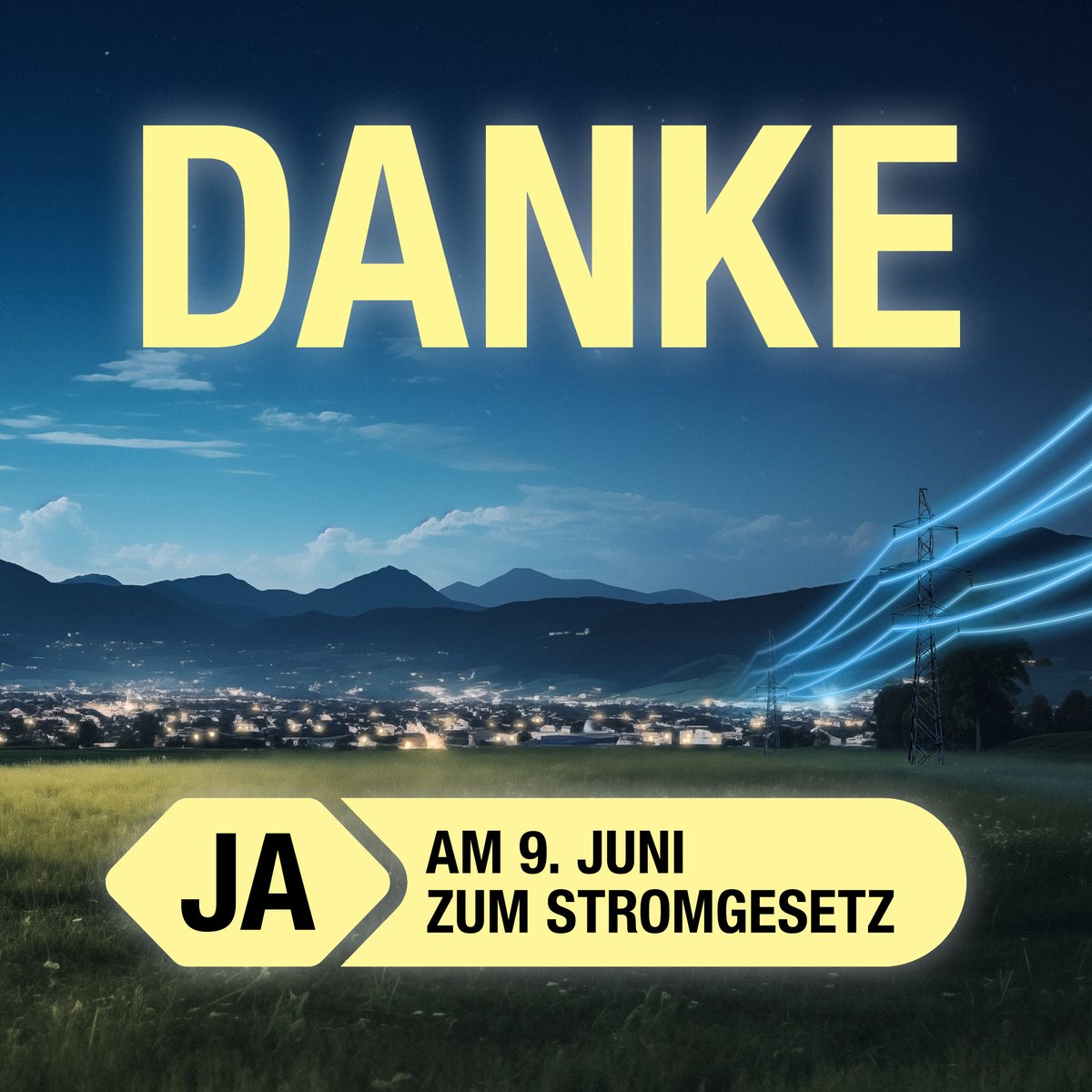 Mit rund 70 % Ja-Stimmen wird das #Stromgesetz angenommen. Vielen Dank an alle, die ein Ja zum Stromgesetz eingeworfen haben! #StromgesetzJa #chvote #abst24