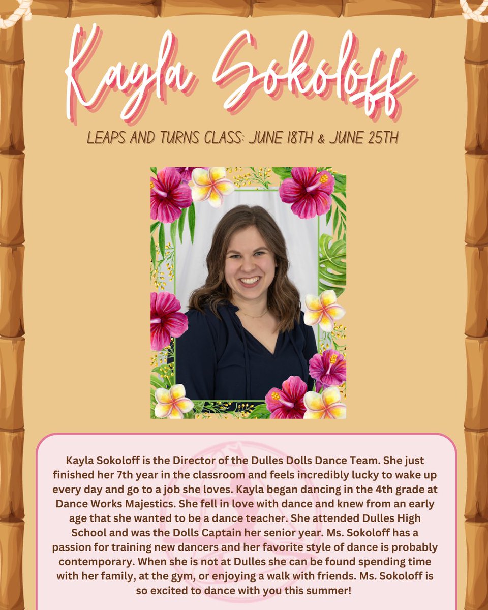 SUMMER INSTRUCTOR SPOTLIGHT✨

Meet our June 11th &amp; June 18th summer instructors. We hope to see you on Tuesday! 😊