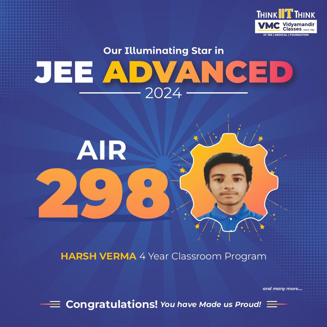 VmcLearning's tweet photo. ✨From stargazing to star-achieving! Congratulations to 🏅Harsh Verma for securing AIR 298 in JEE Advanced 2024! His remarkable journey is a testament to the power of strong fundamentals. 🎊
#VMC #VidyamandirClasses #JEEAdvanced2024 #Topper #ProudMoment #SuccessStory #VMCStudent https://t.co/aTemhs0l9u
