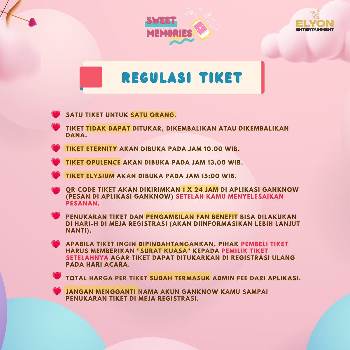 ElyonManagement's tweet photo. Ticket selling will be opened soon at June 22,2024 !

But before that, please read these rules. Make sure you are willing to comply and understand it. If you have any questions, feel free to ask immediately!

#sweetmemorieswithflukeinjakarta #เจ้าแก้มก้อน https://t.co/XiZbM732FC