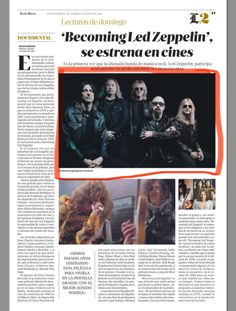 OttoJustoK's tweet photo. @ListinDiario Hola!
Es para reportarles que la imagen de la banda Led Zeppelin en la página 27 es incorrecta.
Igualmente deberían tener disponible un enlace de contacto digital para cada artículo. https://t.co/Jo4ow2ivor