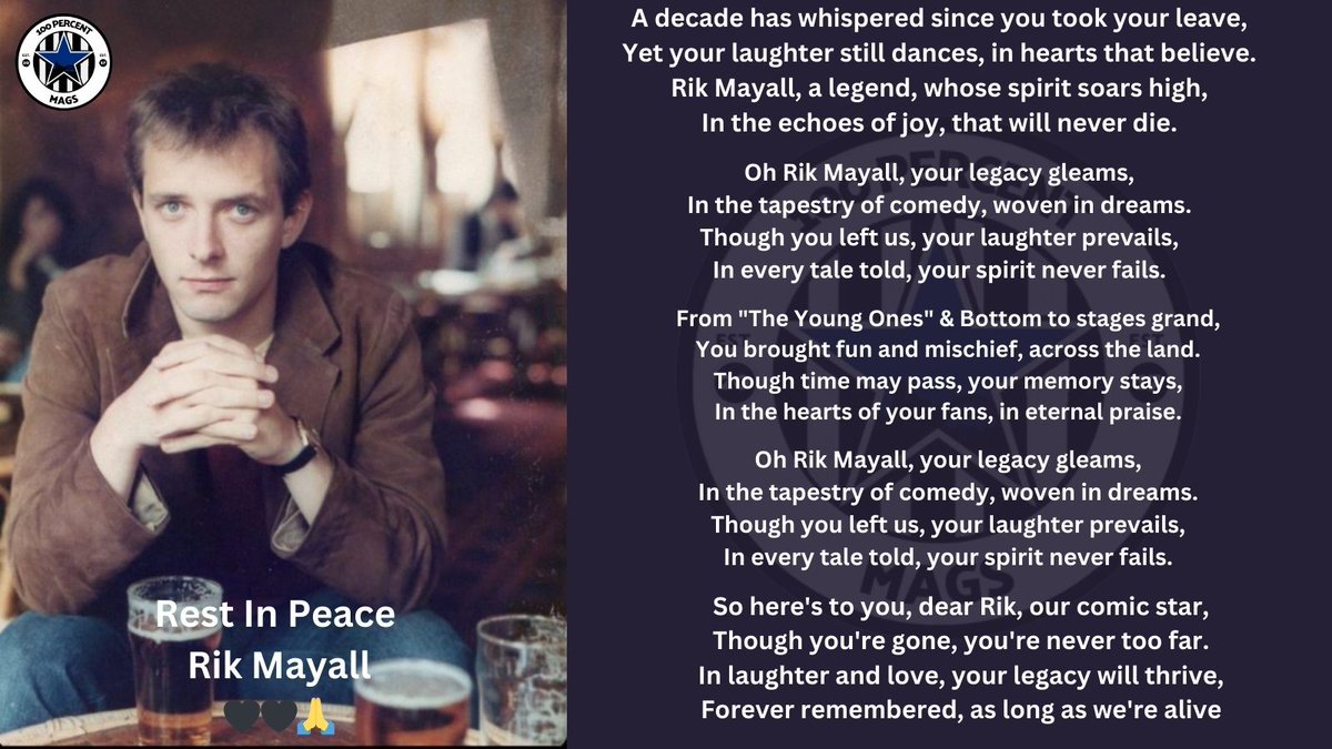 100PCTMAGS's tweet photo. A Poem for Rik Mayall on The 10th anniversary of his Death - 9th of june 2014 

R.I.P RIK 🖤❤🙏

#RIPRIK #rikmayall #nufc 
@Remembering_Rik @official_bottom https://t.co/rJhVt6heCI