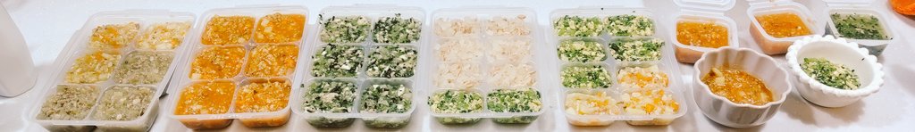 suuco04100's tweet photo. 鶏じゃが、麻婆茄子、ミートソース、小松菜と魚煮、ツナ大根、小松菜の卵とじ、(写真にないけど)枝豆ぱんけーき

とりあえず今週の離乳食。
たぶん来週も大丈夫。

料理苦手ってのもあって、4時間くらいかかった…😇💧 https://t.co/km55YgQZS9