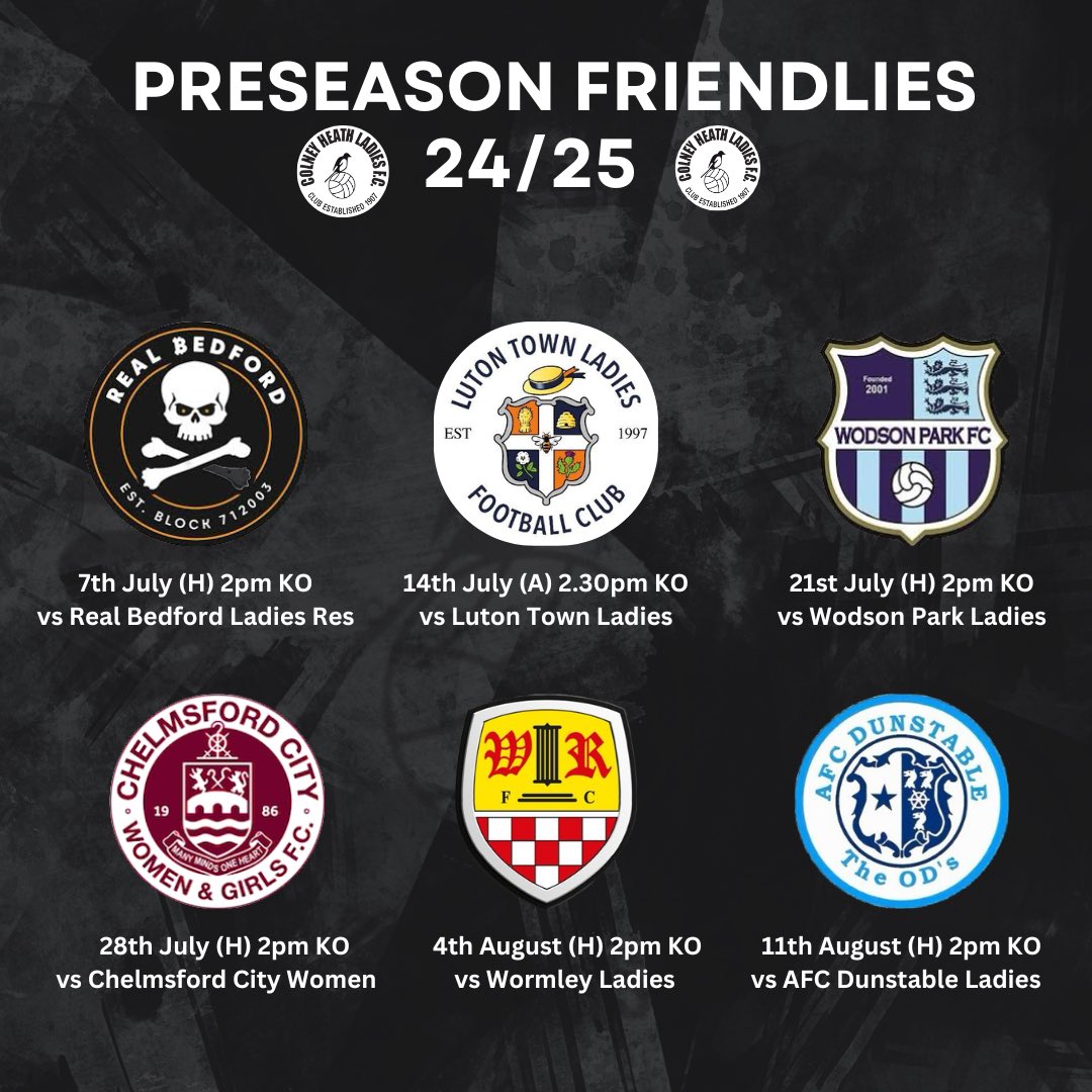 CHLadies_'s tweet photo. Our preseason fixtures are locked in. We’re looking forward to a competitive preseason as we adjust to the jump up to step 6 football 🔐✅
#uptheheath #cmonthemagpies #CHLFC #preseason #friendlies #womensfootball #easternregion #erwfl #football #hertfordshire 🤍🖤⚽️ https://t.co/PW2ZFI9yn8