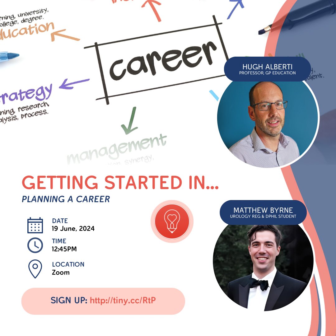 Incubator for Clinical Education Research (@clinedresearch) on Twitter photo 📢 Excited to announce our #ClinEdR event on "Getting Started in... Planning a Career"!
🗓️ Date: Wed 19 June 2024
🕧 Time: 12:45 PM
✅ Join Prof Hugh Alberti & Mr <a href="/mhvbyrne/">Matt Byrne</a>, to learn the secrets to successful career planning!
‼️ Sign up here: tiny.cc/RtP
#MedEd 📢 Excited to announce our #ClinEdR event on "Getting Started in... Planning a Career"!
🗓️ Date: Wed 19 June 2024
🕧 Time: 12:45 PM
✅ Join Prof Hugh Alberti & Mr <a href="/mhvbyrne/">Matt Byrne</a>, to learn the secrets to successful career planning!
‼️ Sign up here: tiny.cc/RtP
#MedEd